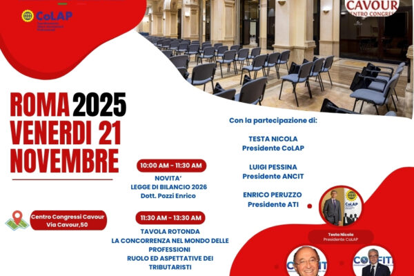 21 Novembre Roma: NOVITA' DI BILANCIO 2026 - TAVOLA ROTONDA