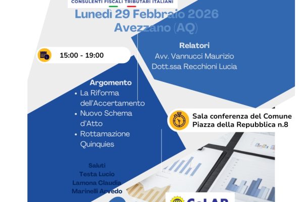 29/02/2026 Avezzando (AQ): Giornata formativa in presenza