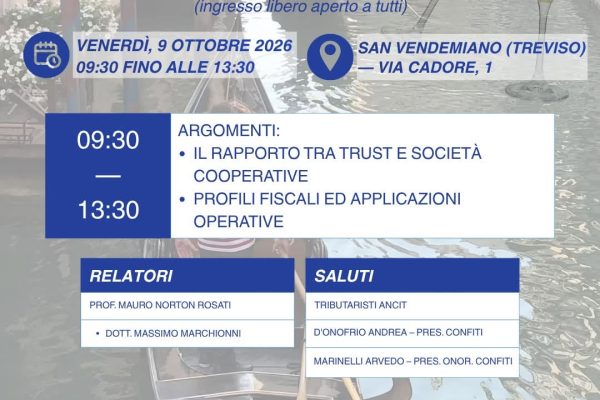 Convegno Studi Tributaristi CONFITI x CoLAP | 9 Ottobre 2026 – San Vendemiano (TV)